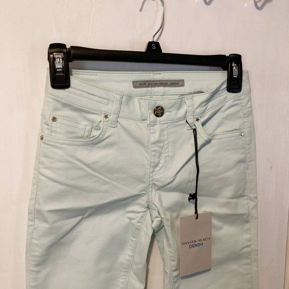 Silvian Heach women's size 25 super slim stretch BRITNEY light aqua jeans 25x29 - Picture 2 of 8